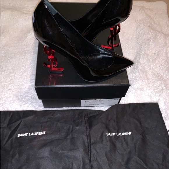 Saint Laurent Opyum 110 Black patent leather YSL Logo pointed heel - Picture 5 of 6